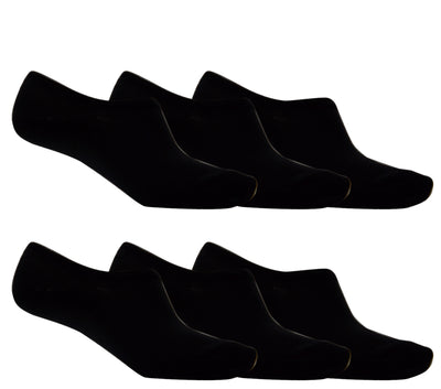 OCTAVE Adults Unisex Plain Invisible Trainer Liner Socks - 6 Pack Black