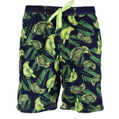 Octave Mens Beach Board Style Printed Swim Shorts With Side Pockets - Safari Print - Navy