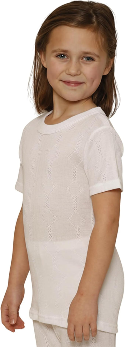 Octave® Girls Thermal Underwear Fancy Knit Short-Sleeved Vest