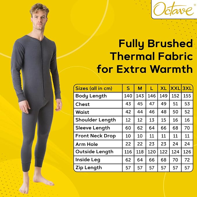Octave® Adult Unisex Thermal Underwear All-In-One Zip Back Flap Union Suit
