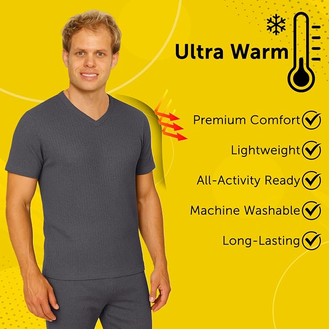 Octave® Mens Thermal Underwear Short-Sleeve V-Neck Vest