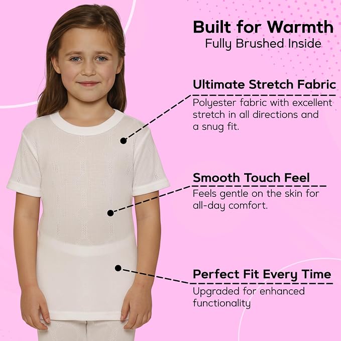 Octave® Girls Thermal Underwear Fancy Knit Short-Sleeved Vest