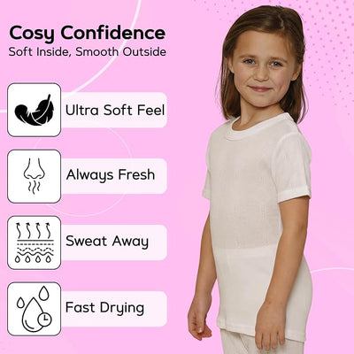 Octave® Girls Thermal Underwear Fancy Knit Short-Sleeved Vest