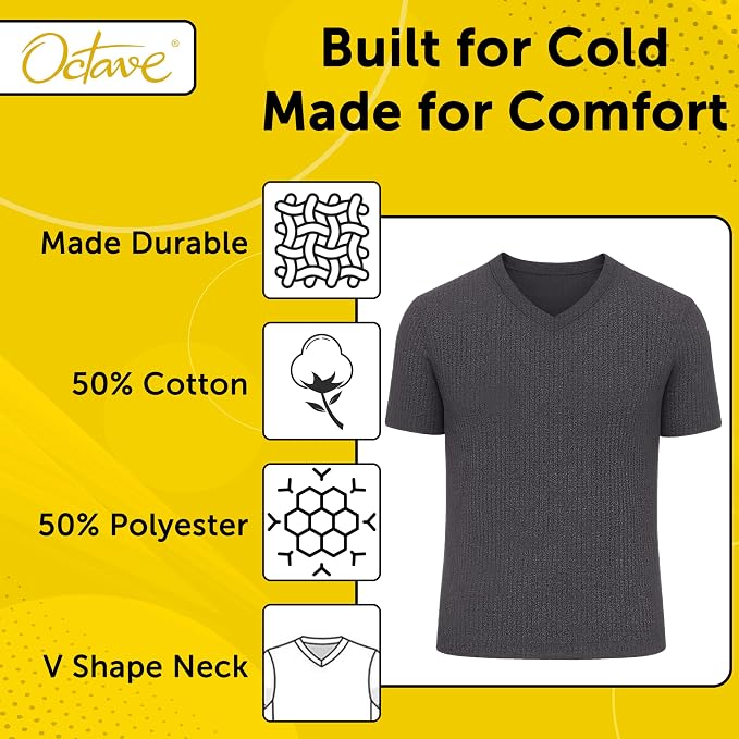 Octave® Mens Thermal Underwear Short-Sleeve V-Neck Vest