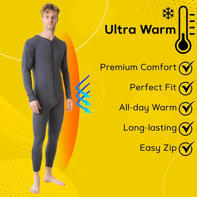 Octave® Adult Unisex Thermal Underwear All-In-One Zip Back Flap Union Suit