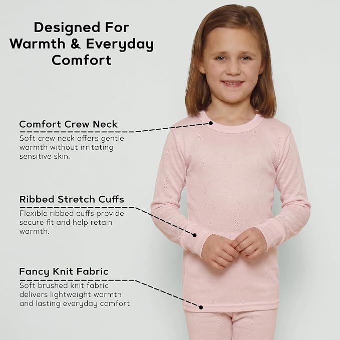 Octave® Girls Thermal Underwear Fancy Knit Long-Sleeved Vest
