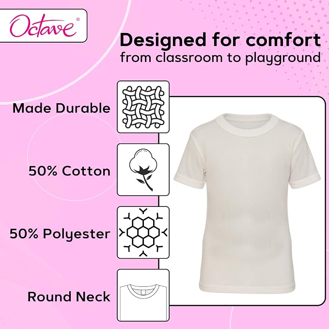 Octave® Girls Thermal Underwear Fancy Knit Short-Sleeved Vest