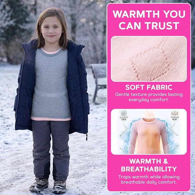 Octave® Girls Thermal Underwear Fancy Knit Long-Sleeved Vest