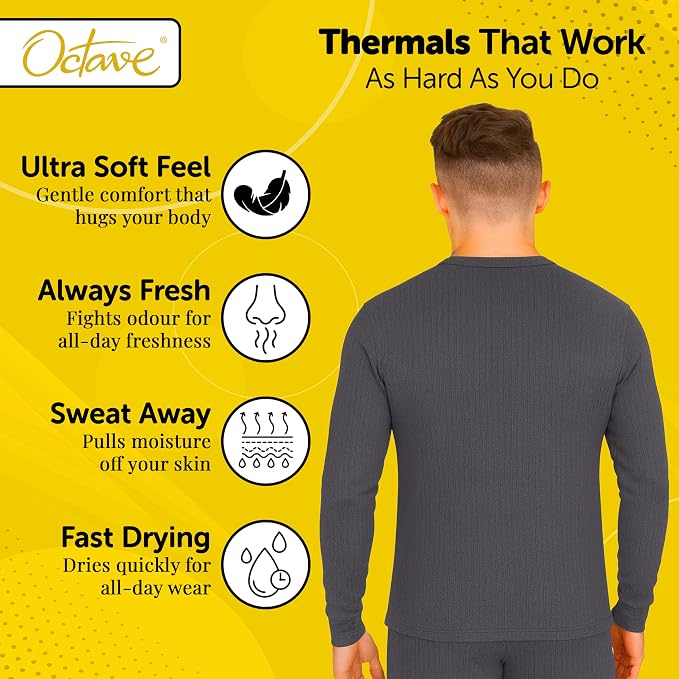 Octave® Mens Thermal Underwear Long-Sleeve V-Neck Vest
