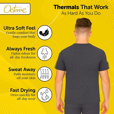 Octave® Mens Thermal Underwear Short-Sleeve V-Neck Vest
