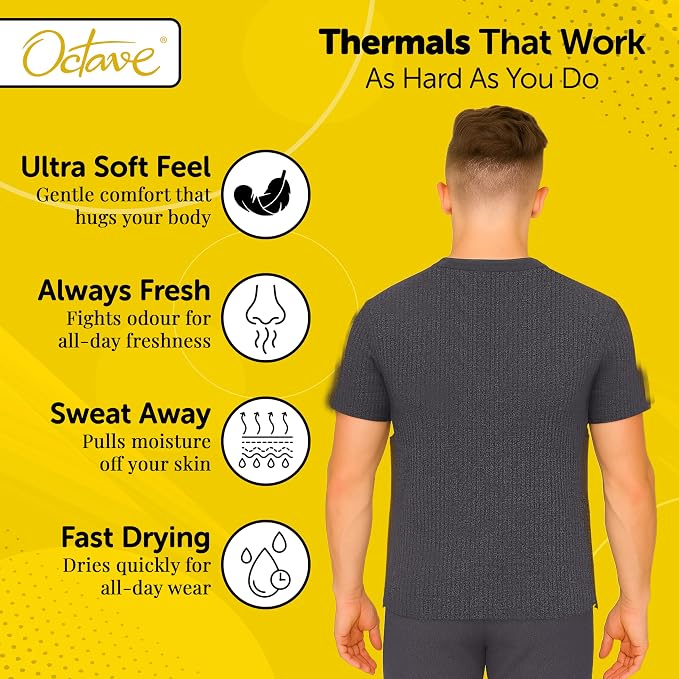 Octave® Mens Thermal Underwear Short-Sleeve V-Neck Vest