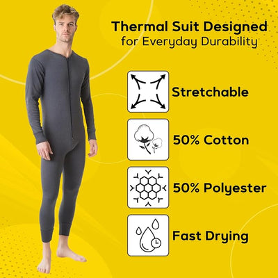 Octave® Adult Unisex Thermal Underwear All-In-One Zip Back Flap Union Suit