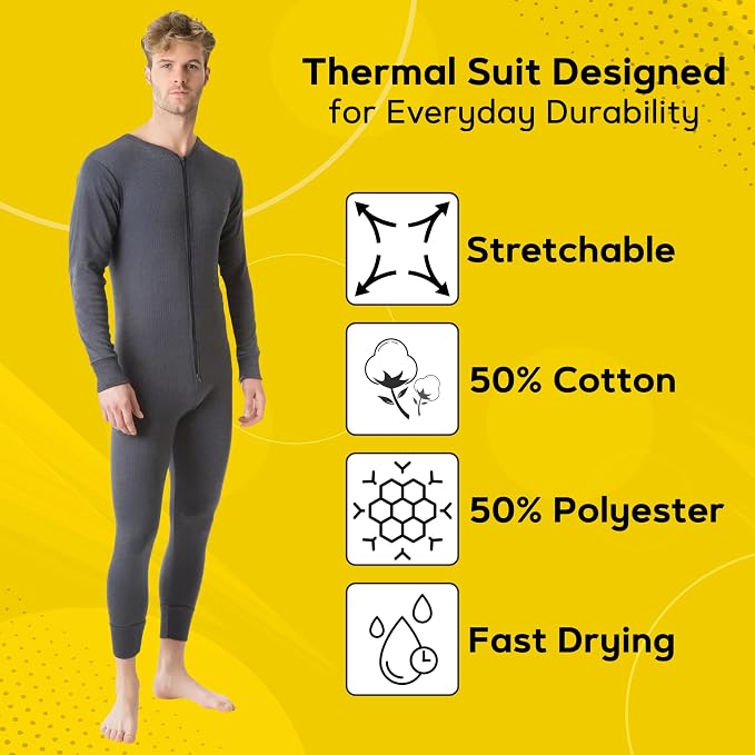 Octave® Adult Unisex Thermal Underwear All-In-One Zip Back Flap Union Suit