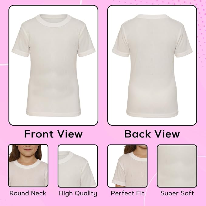 Octave® Girls Thermal Underwear Fancy Knit Short-Sleeved Vest