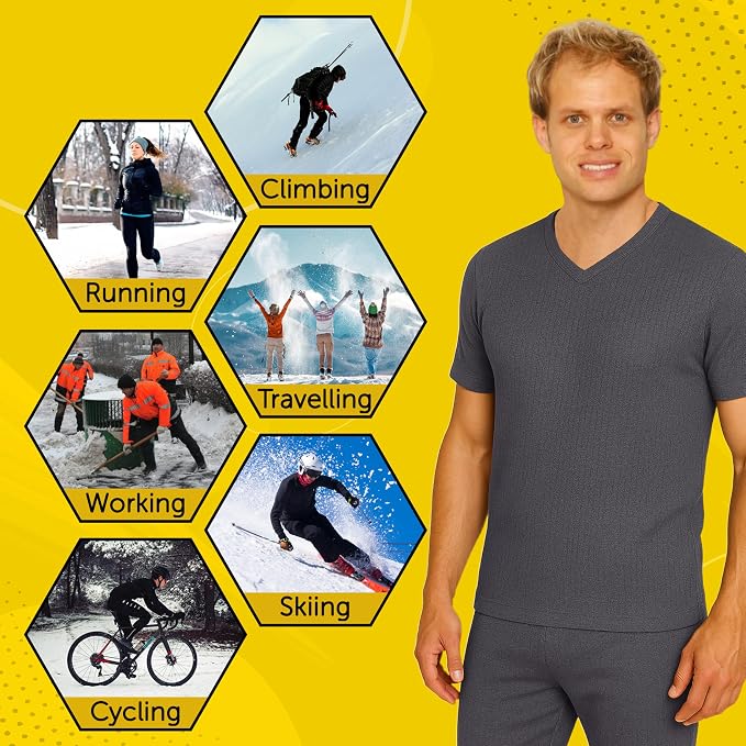 Octave® Mens Thermal Underwear Short-Sleeve V-Neck Vest