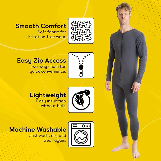 Octave® Adult Unisex Thermal Underwear All-In-One Zip Back Flap Union Suit