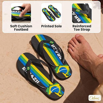 OCTAVE Mens Flip Flops - Brazil Flag Design