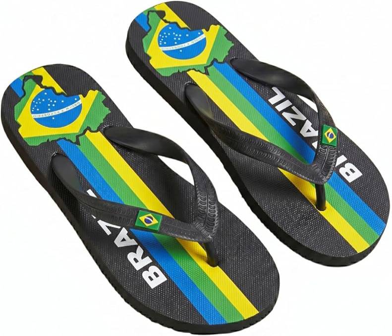 OCTAVE Mens Flip Flops - Brazil Flag Design