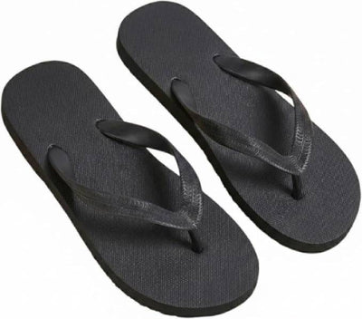 OCTAVE Mens Flip Flops - Solid Plain Design - Black