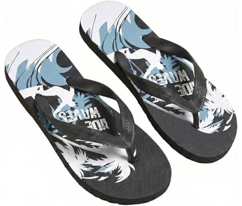 OCTAVE Mens Flip Flops - Surfing Design - Black