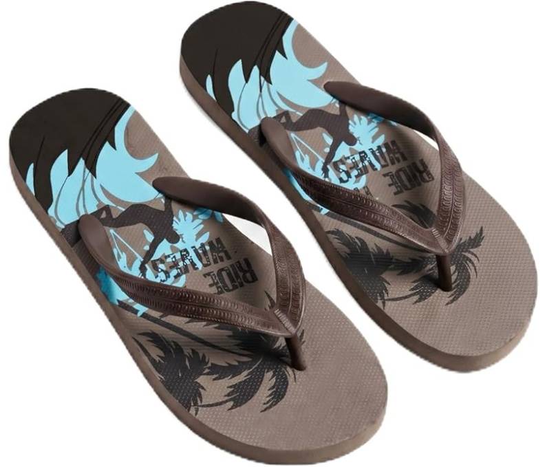 OCTAVE Mens Flip Flops - Surfing Design - Brown