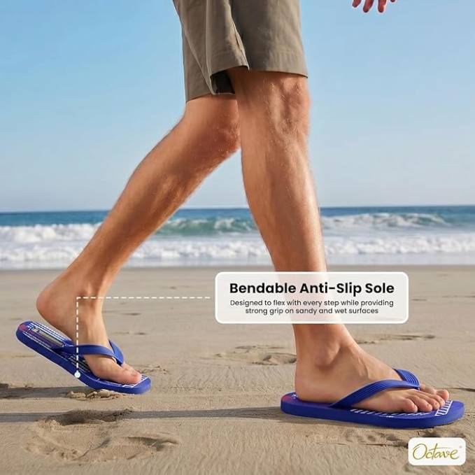 OCTAVE Mens Flip Flops - Techno Design  - Blue