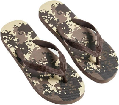 OCTAVE Mens Flip Flops - Camoflague Design - Brown