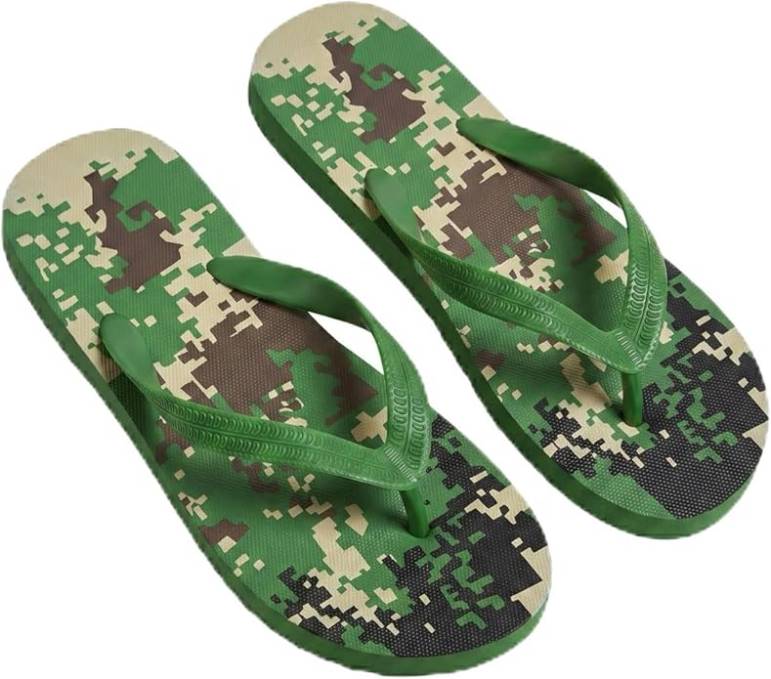 OCTAVE Mens Flip Flops - Camoflague Design - Green