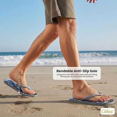 OCTAVE Mens Flip Flops - Camoflague Design - Grey
