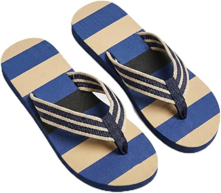 OCTAVE Mens Flip Flops - Striped Comfort Strap Design - Navy