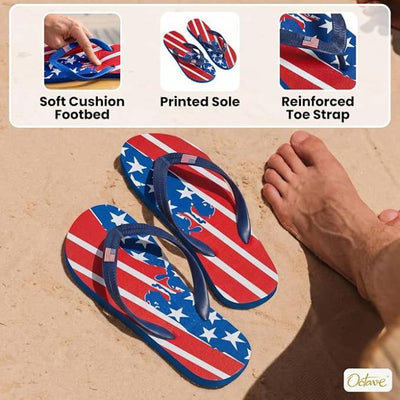 OCTAVE Mens Flip Flops - American Abstract Flag Design