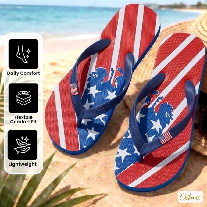 OCTAVE Mens Flip Flops - American Abstract Flag Design