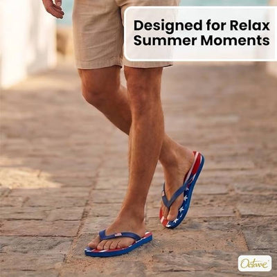 OCTAVE Mens Flip Flops - American Abstract Flag Design