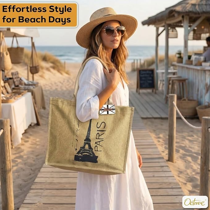 OCTAVE Ladies Summer Beach Tote Handbag - Paris Design