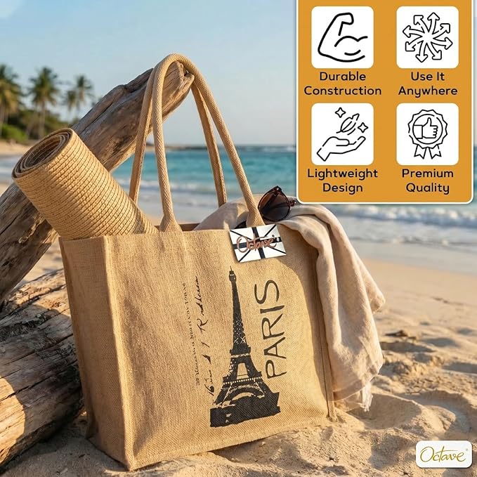 OCTAVE Ladies Summer Beach Tote Handbag - Paris Design