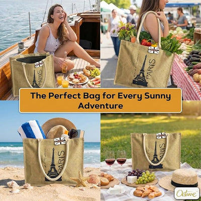 OCTAVE Ladies Summer Beach Tote Handbag - Paris Design
