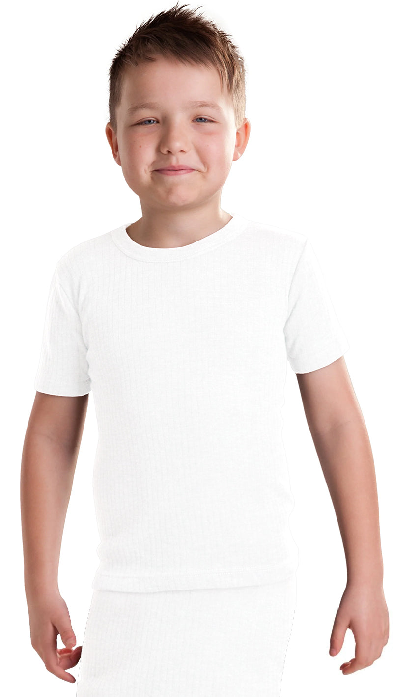 RP Collections® Boys Extra Warm British Made Thermal Underwear Short-Sleeve Vest