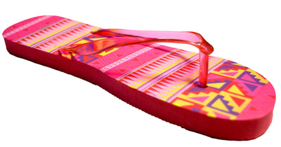 OCTAVE Ladies Summer Beach Wear Flip Flops Wave Design - Orange