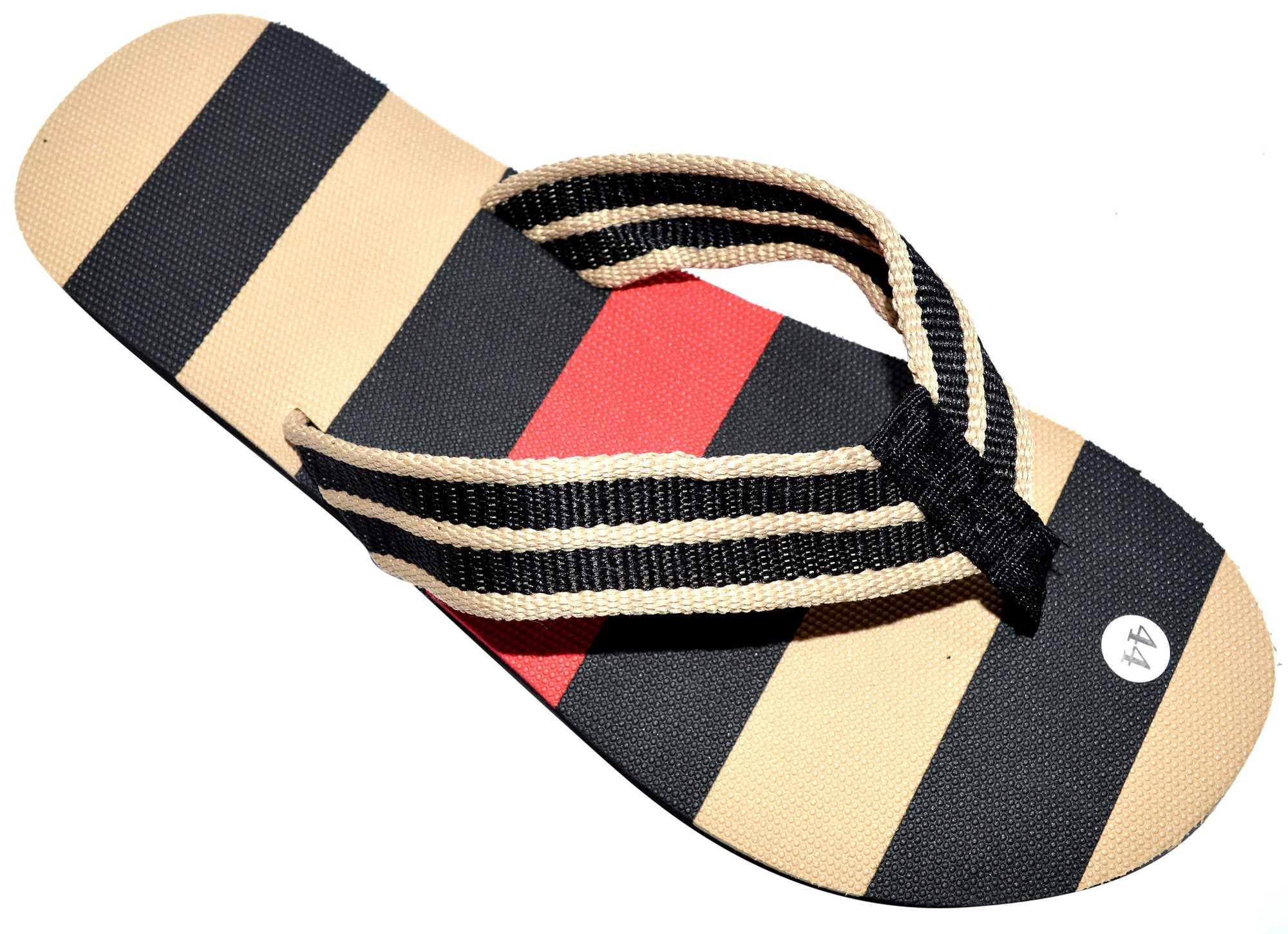 OCTAVE Mens Striped Comfort Strap Design Flip Flops - Black