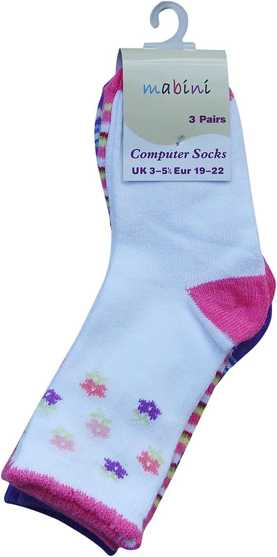 Pack of 6 : MABINI® New Born Baby To Girls Cotton Rich Computer Socks In Colourful Assorted Designs