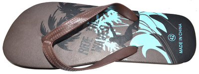 OCTAVE Mens Surfing Design Flip Flops - Brown