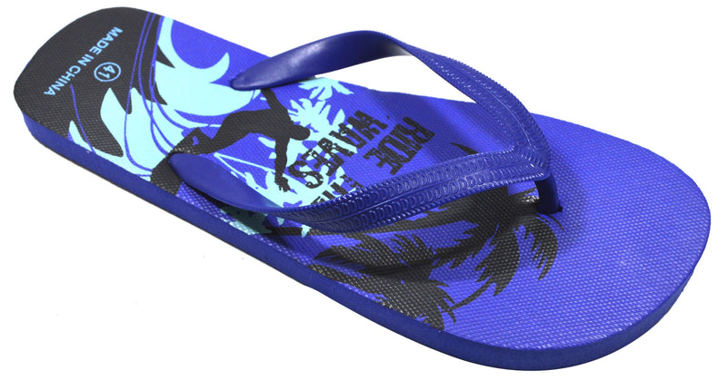 OCTAVE Mens Surfing Design Flip Flops - Blue