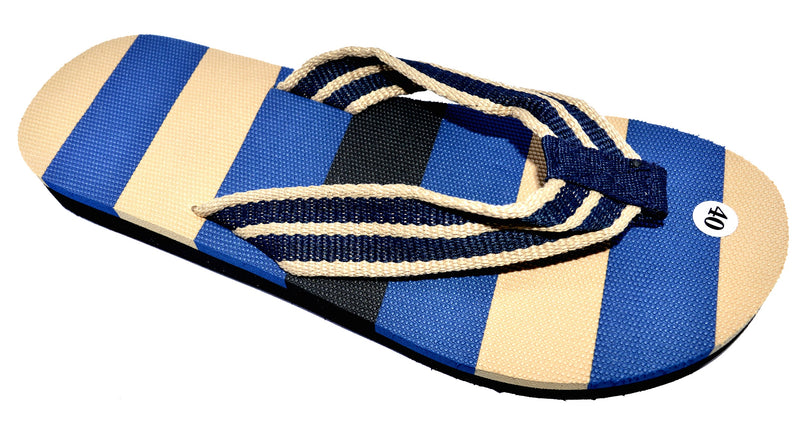 OCTAVE Mens Striped Comfort Strap Design Flip Flops - Navy