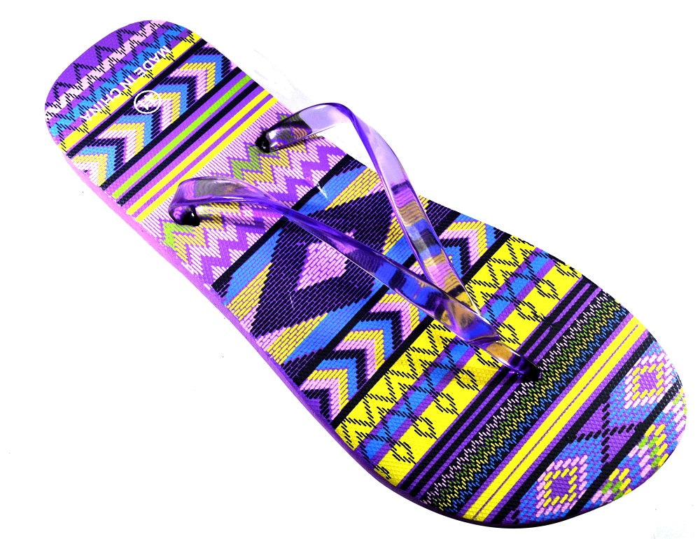 OCTAVE Ladies Summer Beach Wear Flip Flops Wave Design - Purple