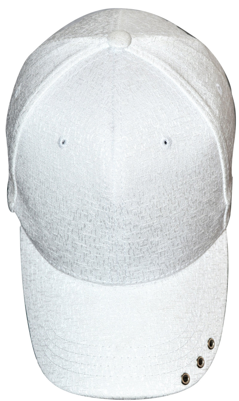 OCTAVE Unisex Baseball Cap Hat - Tuck Strap Embossed Design 3 Metal Eyelets - White