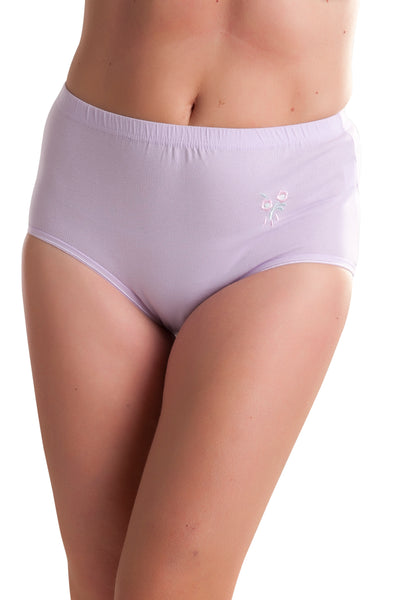 Pack of 3 : Passionelle® Womens Soft 100% Cotton Embrodiery Pastel Mama Briefs