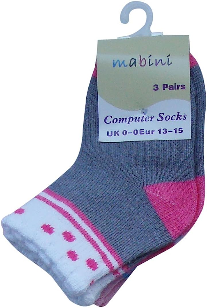 Pack of 6 : MABINI® New Born Baby To Girls Cotton Rich Computer Socks In Colourful Assorted Designs