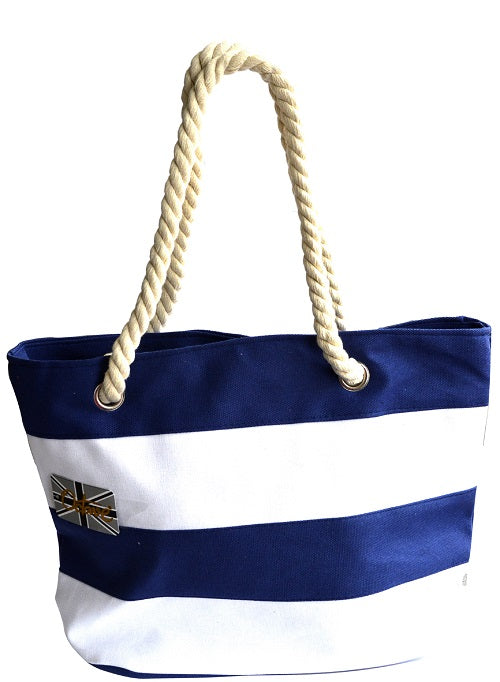 OCTAVE Summer Beach Tote Handbag Striped Design - Blue & White