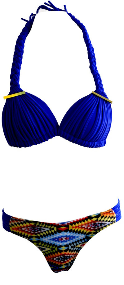 Ladies Fringe Bikini Set Blue