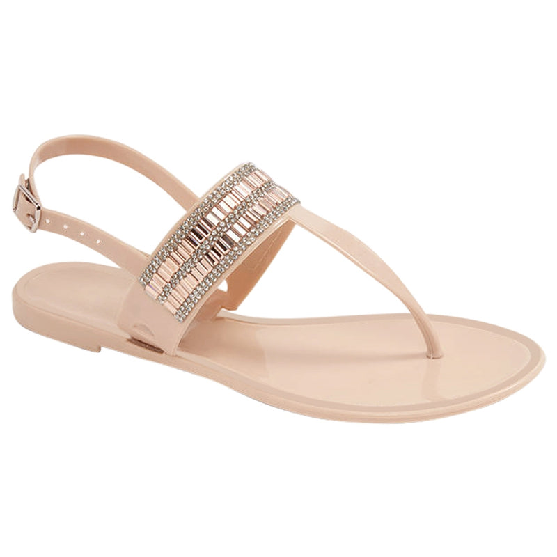 Flat Jelly Sandals - Nude